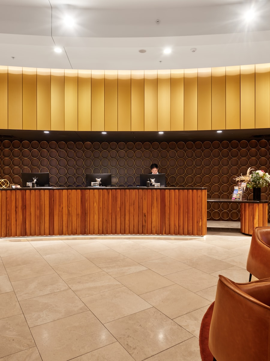 A hotel reception desk.